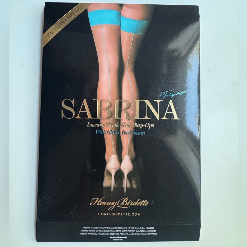 Honey Birdette - Sabrina - Thigh High Stay-Ups - Turquoise - M - NWT